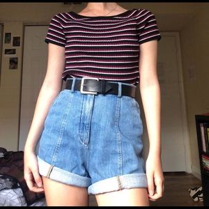 BLACK, WHITE & PURPLE STRIPED SHIRT